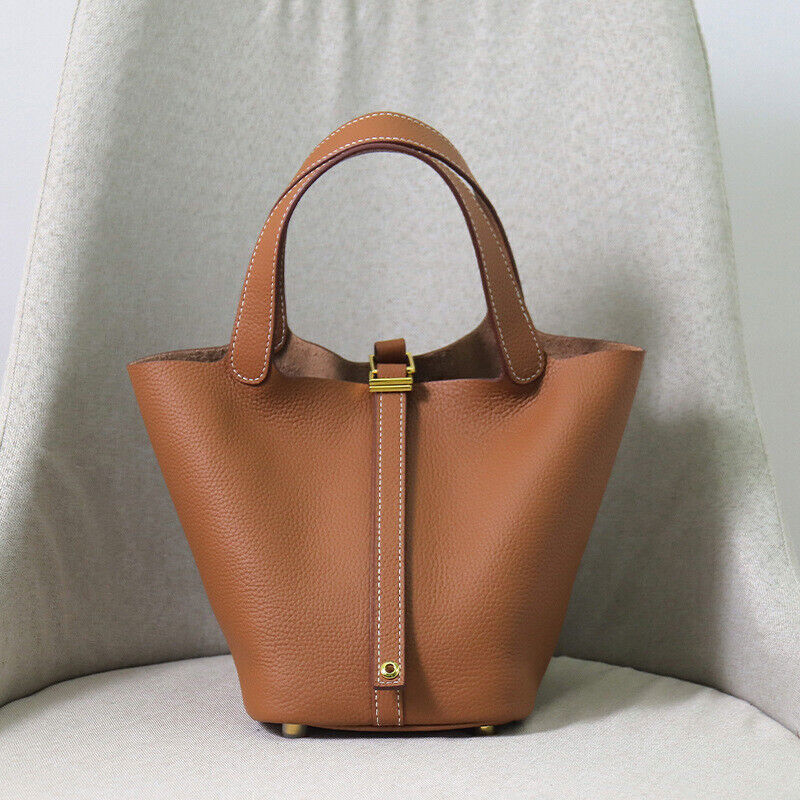 Women Cowhide Leather Handbag Shoulder/Messenger Bucket Bag Large Capacity Totes