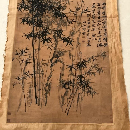 Vintage Zheng Banqiao Ink Bamboo Painting 68x36cm Chinese Wall Art Collectible