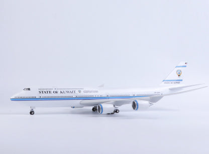 1:160 47CM STATE OF KUWAIT BOEING 747-8 Plane Landing Gear Resin Aircraft Model