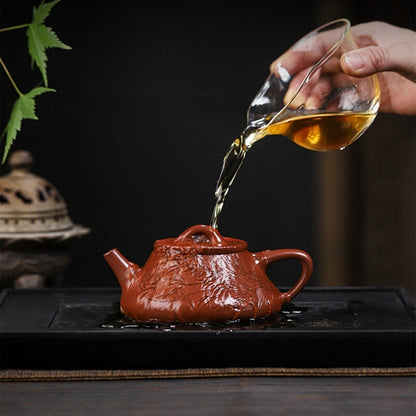 Full Handmade Tea Pot Bamboo Carved Marked Pot Real Yixing Zisha Dahongpao Clay