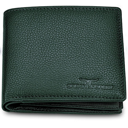New Green Bi-Fold Leather Men's Wallet RFID Protection Gift Item
