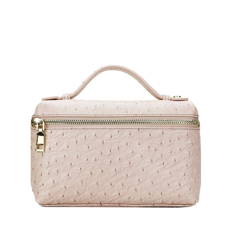 Handbag Embossed Ostrich Leather Portable Bag Small Clutch Bag Purse 19*12*6 CM