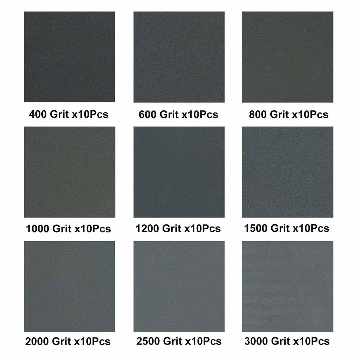 90 Pack Sandpaper Sheet Assortment, 400 to 3000 Grit for Wet or Dry Sanding