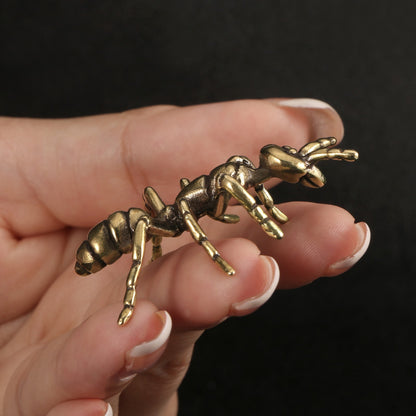 1.7" Solid Brass Small Insect Ant Mini Statue Tea Pet Table Ornament