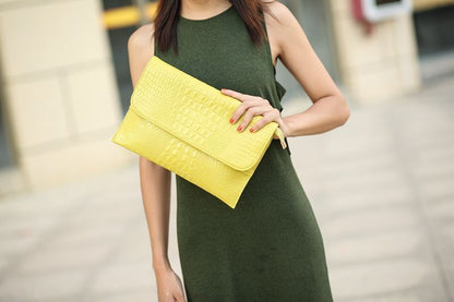 Women Envelope Evening Clutch Bags Crocodile Pattern Female Genuine Leather Bag