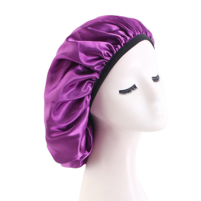 Stretch Thin Brim Round Cap Makeup Cap Satin Nightcap Nursing Hat Solid Color