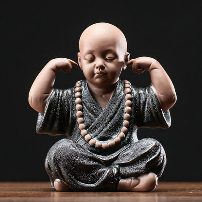 Chinese Yoga Monk Ornaments Home Decoration Ceramic Little Monk Buddha Statue