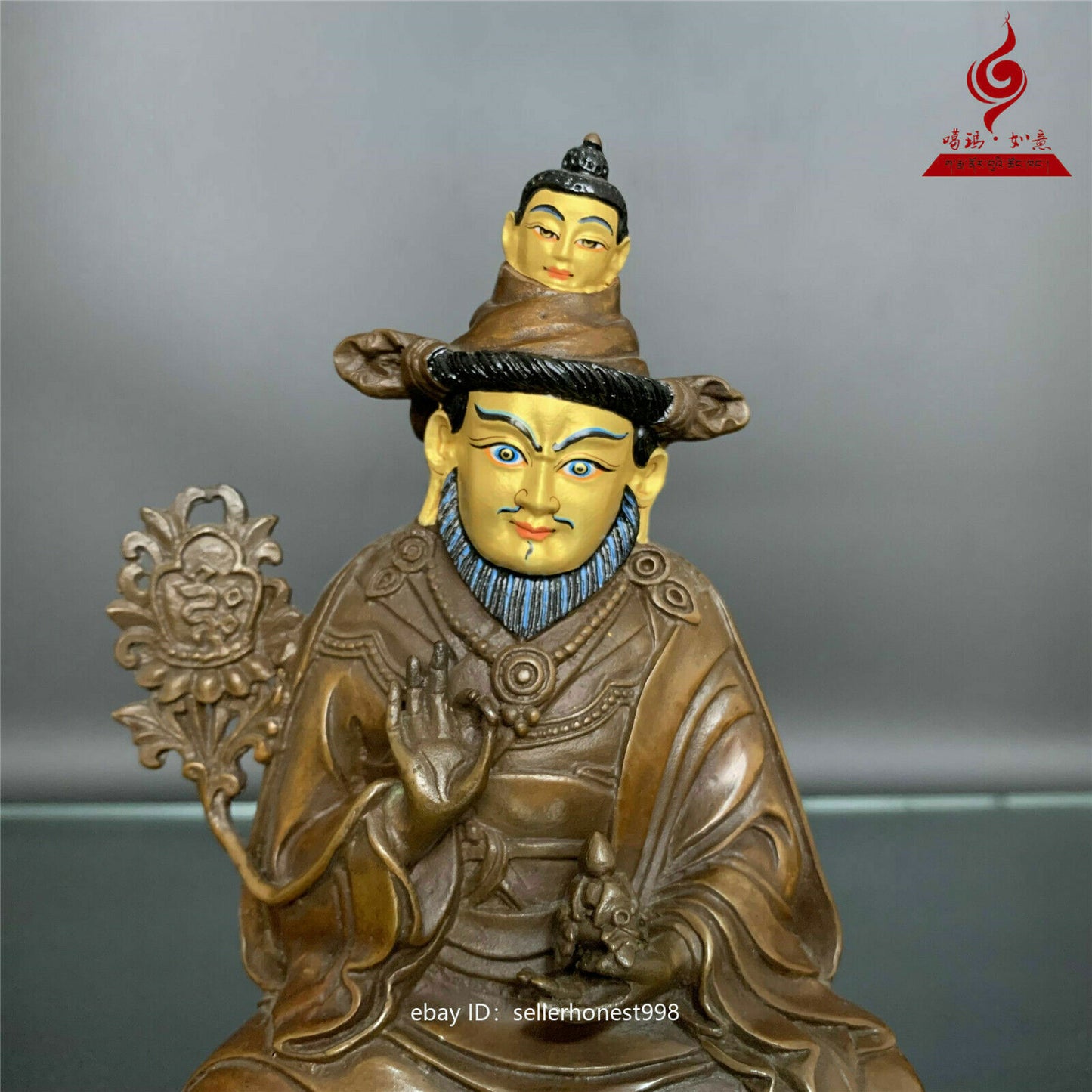 Tibet Buddhism Lama Guru Master Nyingpo Buddha Bronze Statue 18cm