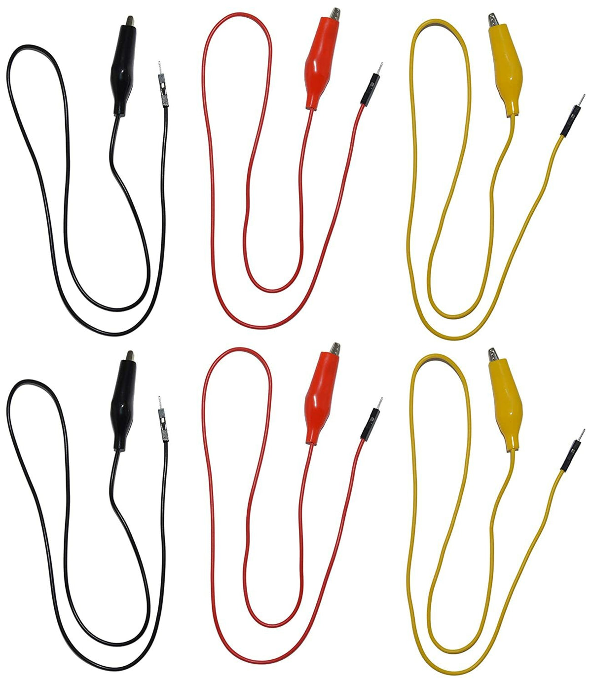 6 Piece Alligator to Test Pin Set, Includes 2 Red, 2 Black, and 2 Yellow Lead...