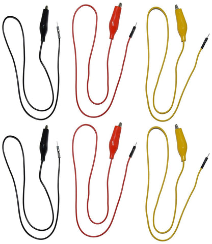 6 Piece Alligator to Test Pin Set, Includes 2 Red, 2 Black, and 2 Yellow Lead...
