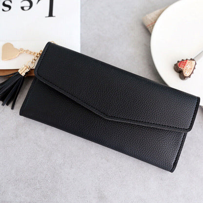Women Wallet Clamps Purse Cash Clip Billfold Female Card Lady PU Leather Handbag