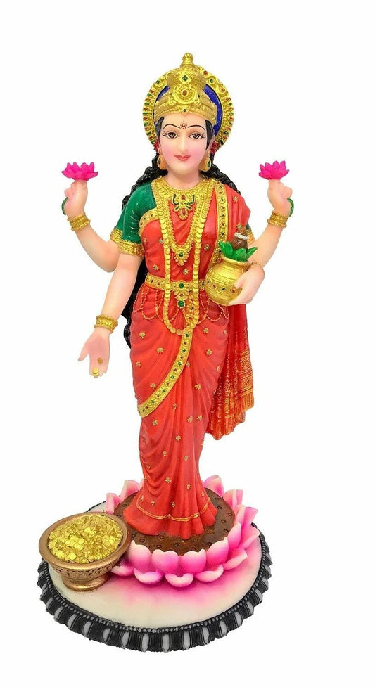 Handcrafted Standing Goddess Laxmi Ji Lakshmi Sculpture Idol Statue Figurine 11"