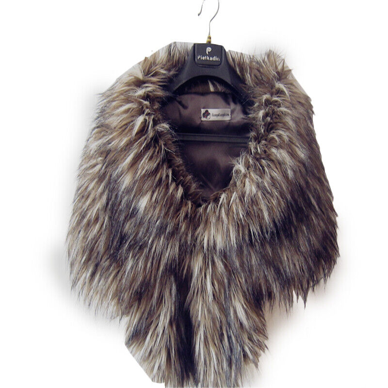 Elegant High-grade Bridal Wedding Luxury Fur Long Shawl Stole Wrap Shrug Scarf