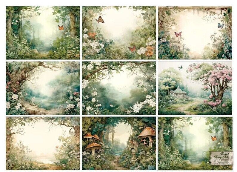 Scrapbooking Materials 32Pcs Fairy Tale Forest Papers Cards Making Journal Decor