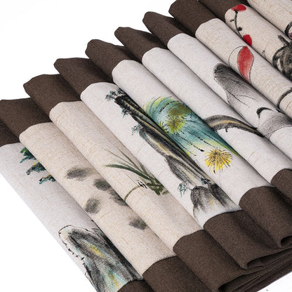 Linen Table Flag For Tea Set Handpainted Tea Mat Chinese Style Dinner Mat New