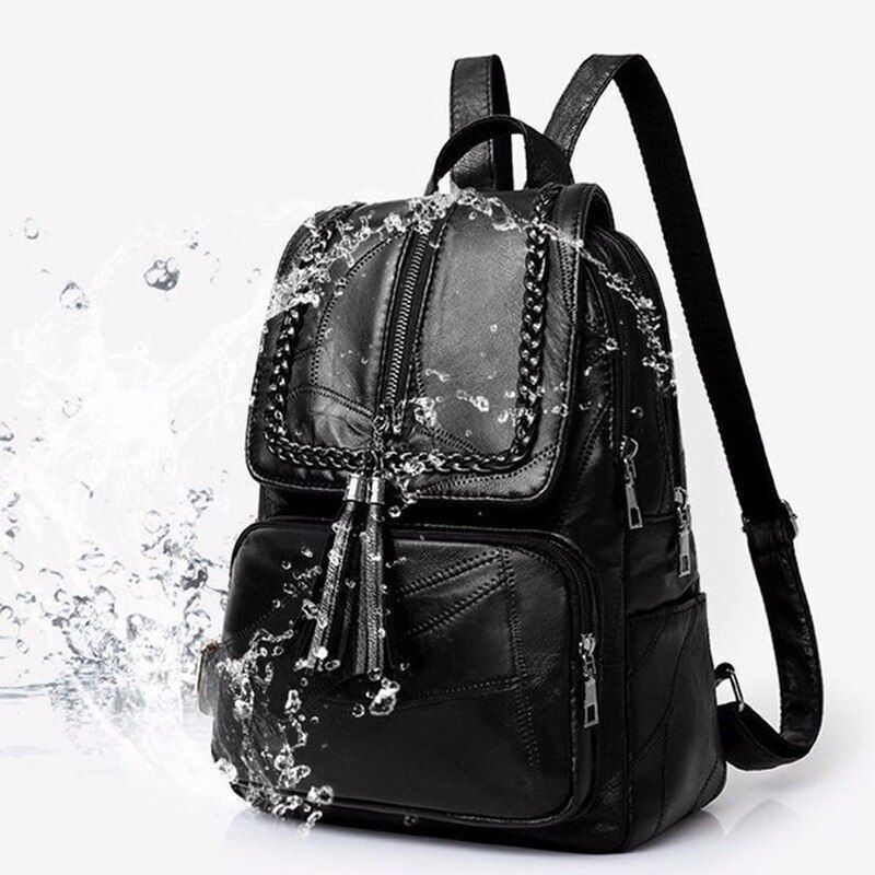 Backpack School Bag Black Waterproof Traveling Shoulder Bag 25*34*13/28*12*31 CM