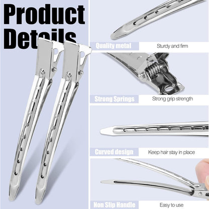 20 Pcs Silver Metal Duck Bill Hair Clips for Women - Hair Styling, Hair Coloring