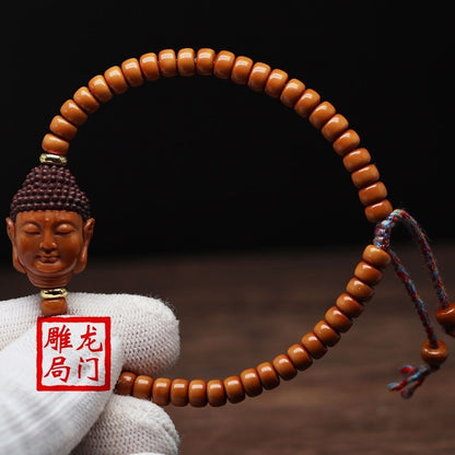 Big Sun Tathagata Olive Nut Bracelet Hand Carved Buddha Head Wenwan Jewelry