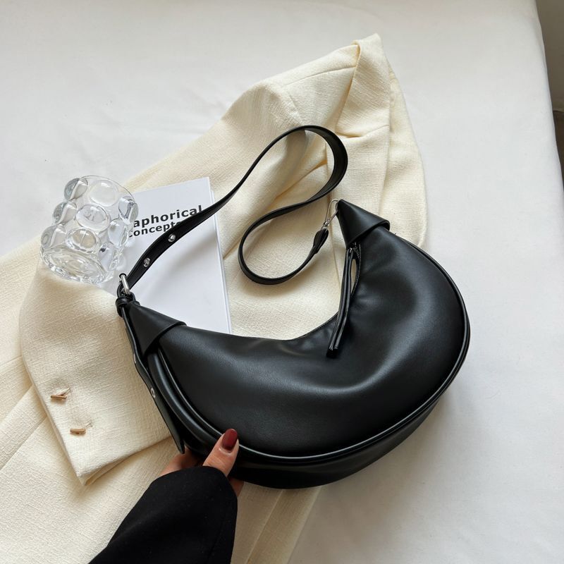 Synthetic Leather Shoulder Bag Crossbody Dumpling Hobo Purse Nylon Zipper 1 PC