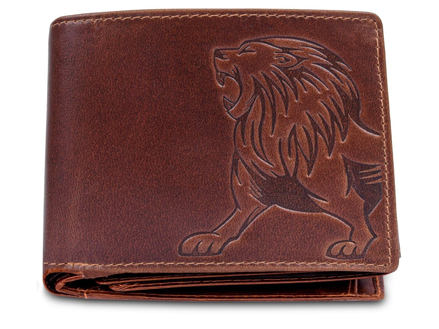 New Caramel Brown Bi-Fold Leather Men's Wallet RFID Protection Gift Item