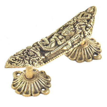 Set of 2 Antique Look Finely Carved Kali Maa Idol On Brass Door Handle