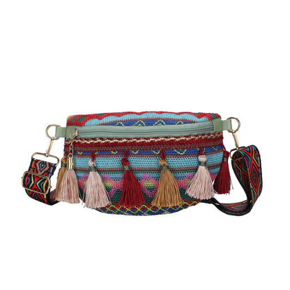 Tassel Braided Crossbody Shoulder Bag Fanny Pack Ethnic Style Traveling Storage