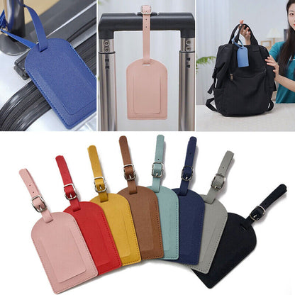 Travel Leather PU Luggage Tags Suitcase ID Card Name Label Baggage Address Tag