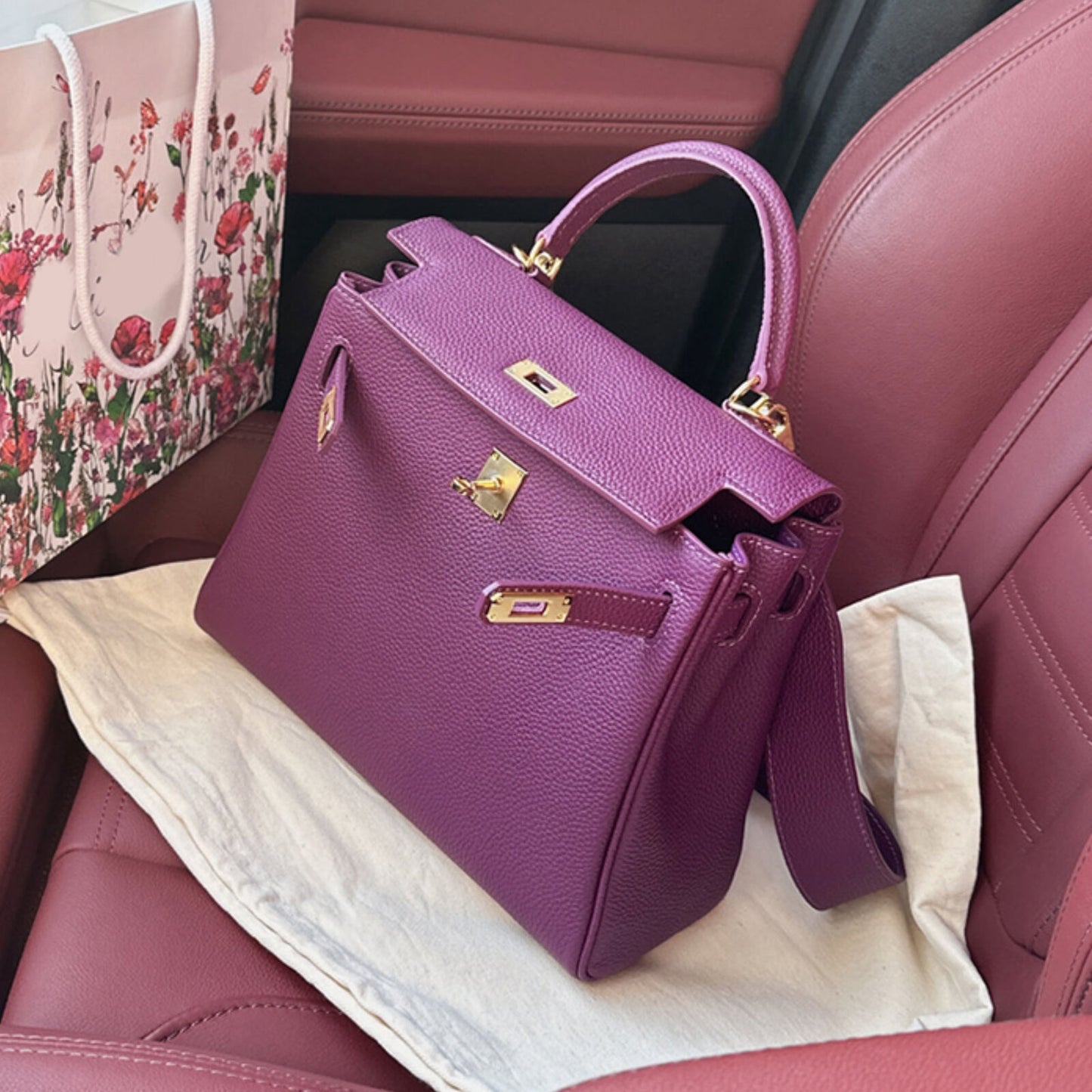 25/28cm Real Leather Flap Tote Shoulder bag Handbag Purse Fashion Briefcase