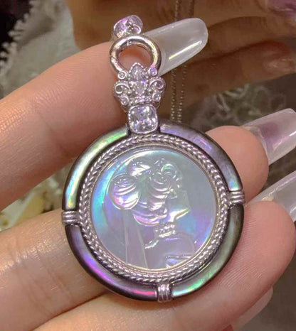925 sterling silver Cameo Shell Pendant moon Agate jewelry vintage new