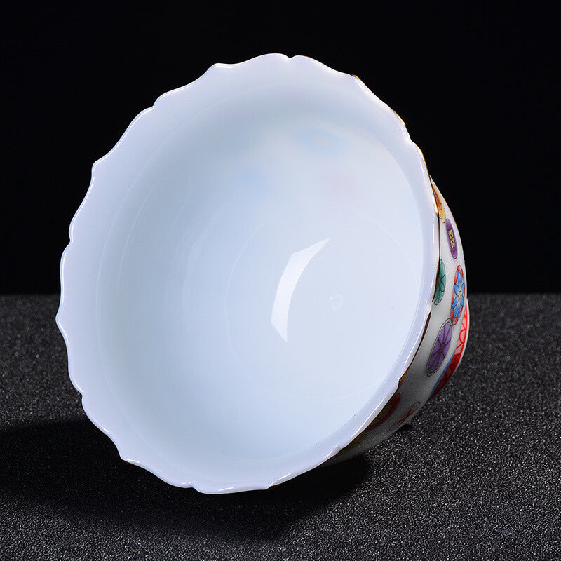 170ml Color Ceramic Pottery Sancai Covered Bowl Tea Cup Handmade Pottery Gaiwan