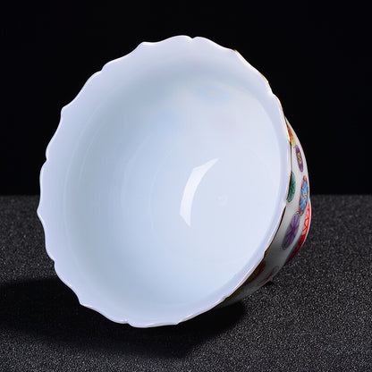 170ml Color Ceramic Pottery Sancai Covered Bowl Tea Cup Handmade Pottery Gaiwan