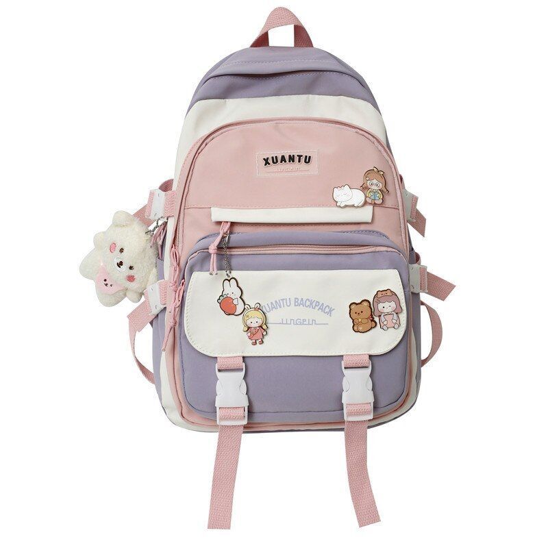 Backpack Shoulder Bag Multi Pockets Waterproof School Bags Green Blue Black Pink
