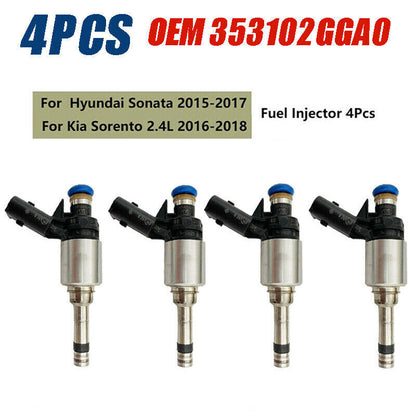 4PCS Fuel Injector For 2015-2017 Hyundai Sonata 2016-2018 Kia Sorento 2.4L NEW