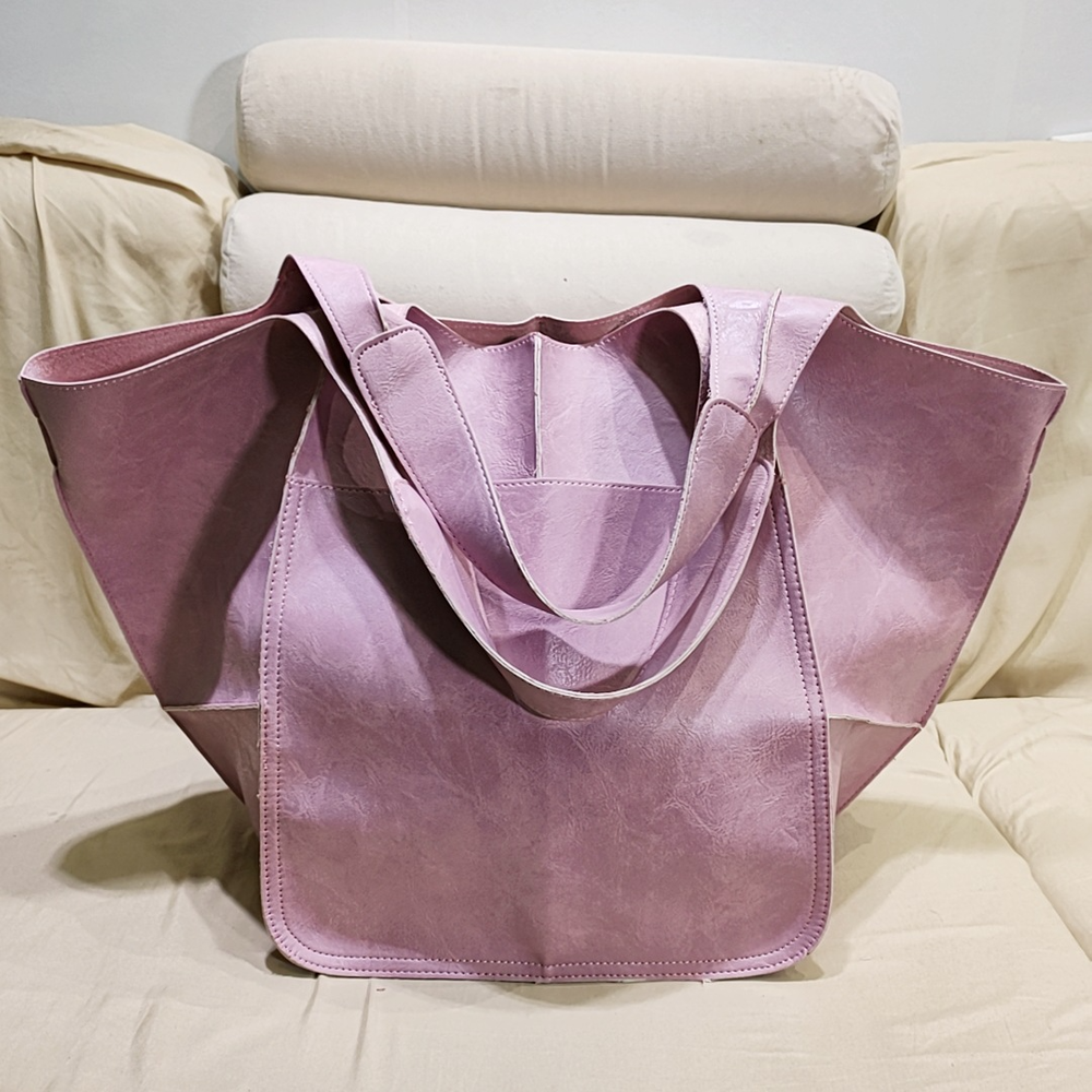 Women Large Capacity Soft Leather Casual Tote Shoulder Bag Retro Shopper Handbag