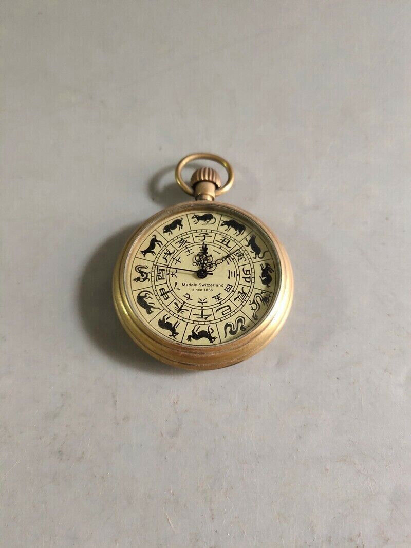 Exquisite Old Chinese copper handmade Zodiac Mechanical watch Pocket watch