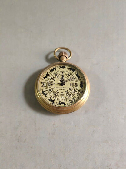 Exquisite Old Chinese copper handmade Zodiac Mechanical watch Pocket watch