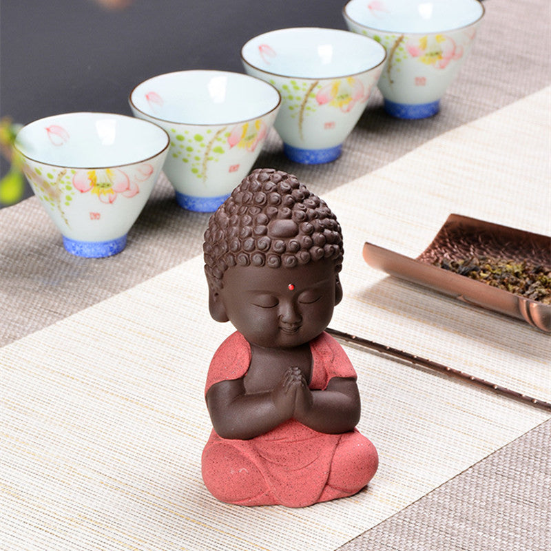 Creative Purple Clay Buddha Statue Decoration Tea Pet Desktop Home Furnishing