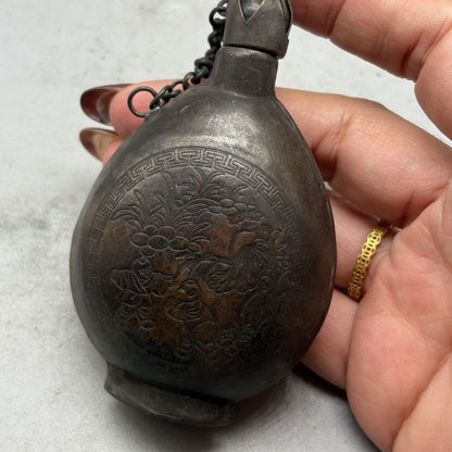Antique White Copper Snuff Bottle with Children Motif Collectible