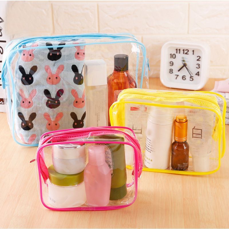 Transparent Cosmetic S/M/L Bag Zipper Clear Makeup Bags Travel Organizer Storage