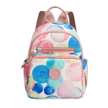 Small Backpack Flower Printing Shoulder Bag Waterproof Nylon Rucksack 20L Zipper