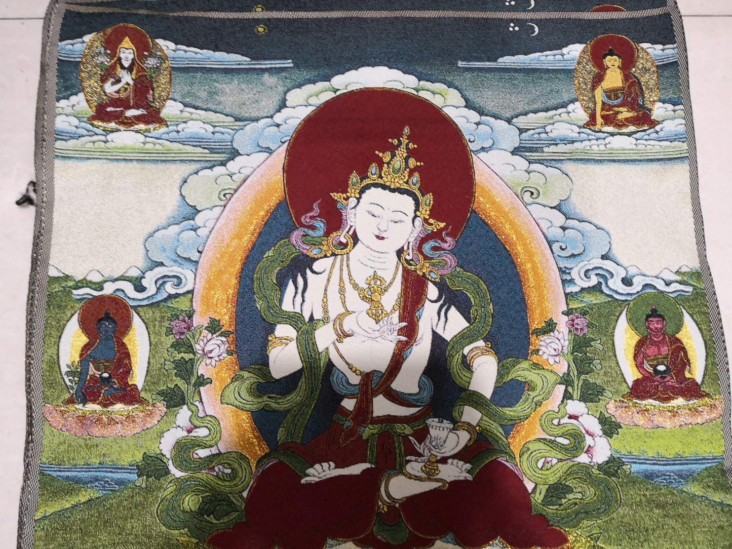 36" Tibet Tibetan Cloth Silk Buddhism Vajrasattva Buddha Tangka Thangka Mural