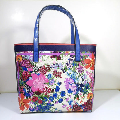 Floral Traveling Shoulder Bag Textured Leather Shopper Large Bag Women Handbags