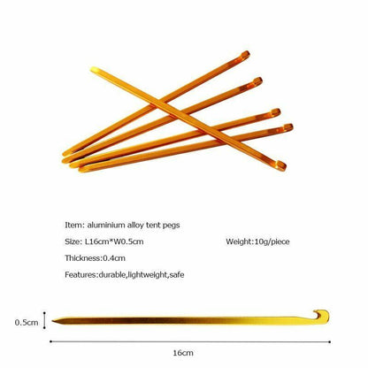 10pcs Aluminum Alloy Tent Pegs Ultralight Square Nail Camping Garden Hook 16cm
