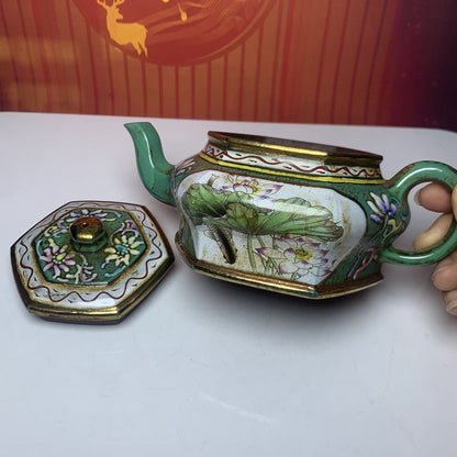 Vintage Chinese Yixing Purple Clay Teapot Zisha Ceremony Enamel Nice Teaware Art
