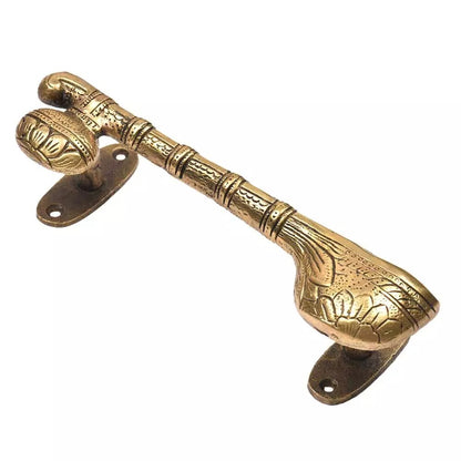 Set of 2 Antique Look Brass Sitar Door Handle Musical Instrument Shape Door Pull