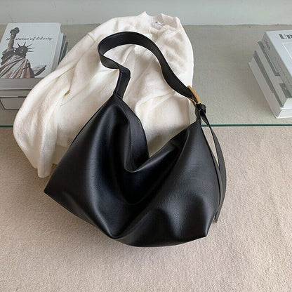 Women PU Leather Tote Bags Purses Handbags Shopper Black Shoulder Bag