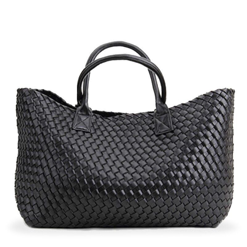 Woven Handbags Imitation Sheepskin Shoulder Bag Large Bucket Bag Women Leather
