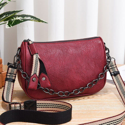 Vintage Zipper Little Bag Hard Synthetic Leather Chain Ladies Shoulder Bag Shell