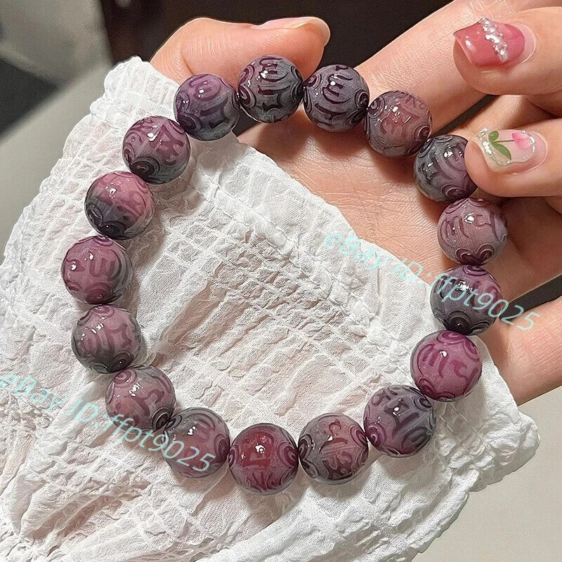 Grade A Natural Purple Bodhi Root Beads Bracelet Woman Buddha Lucky Bracelet