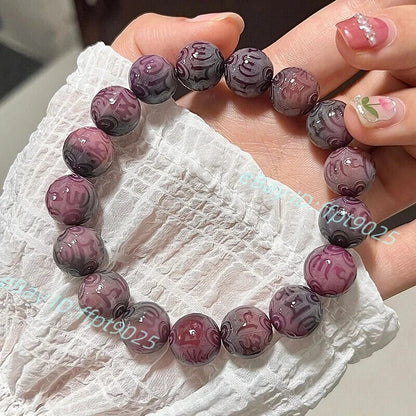 Grade A Natural Purple Bodhi Root Beads Bracelet Woman Buddha Lucky Bracelet